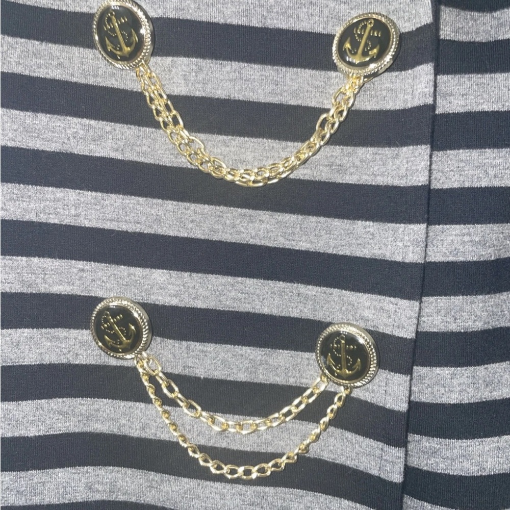 Cache Nautical Black Stripe Blazer With Anchor Bu… - image 3